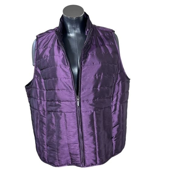 RELATIVITY Quilted Iridescent Purple Puffer Vest Front Zip Women's Size 2X - Picture 4 of 16